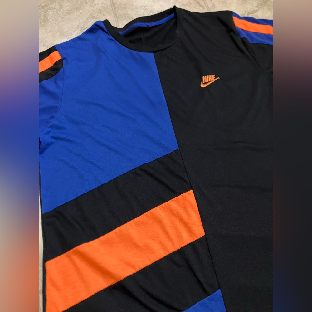 VNTG 1992 Nike Color Block Black Orange Blue T Shirt XL Knicks Mets Cavs Gators